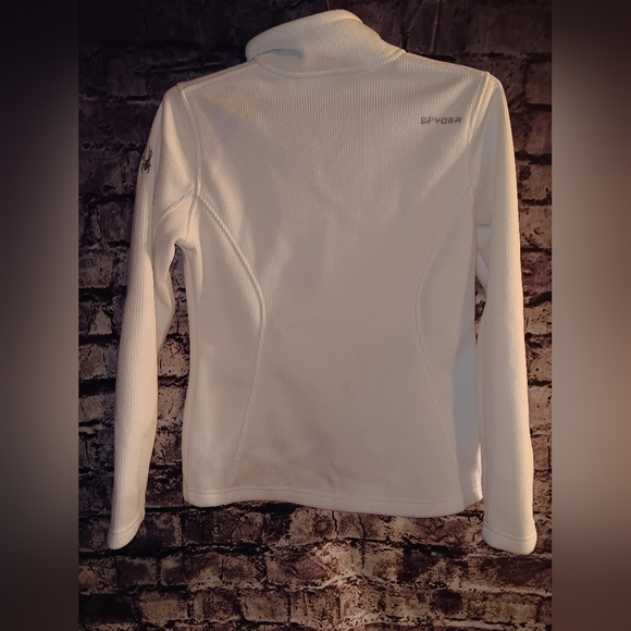 Spyder white waffle knit zip up sz Medium - Picture 2 of 2